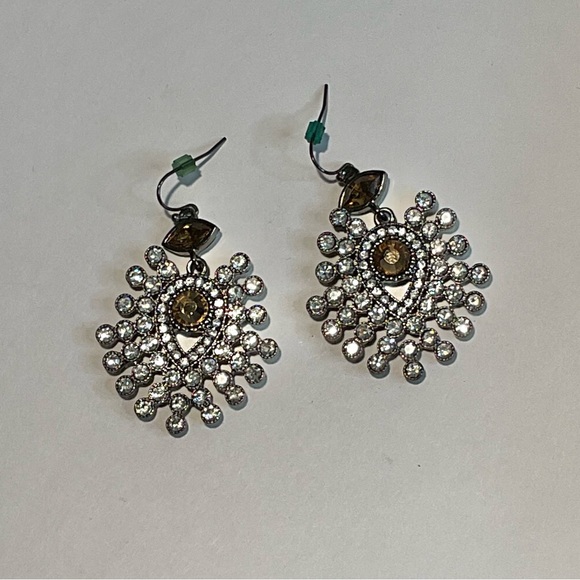 WA Studios Brown Crystal Drop Earrings